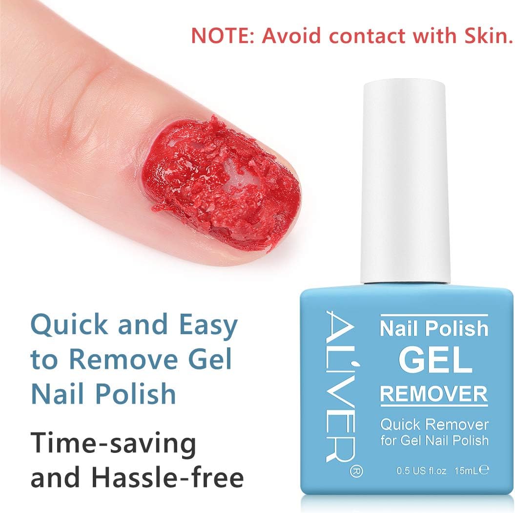 Gel Nail Polish Remover 15 Ml, Peel off in 3-5 Min, Easy Quick Remove Gel Nail, Acrylic & UV Nail, Without Foil Soak or Wrap, Do Not Hurt Nails, with Nail File, Cuticle Pusher and Nail Polish Scraper